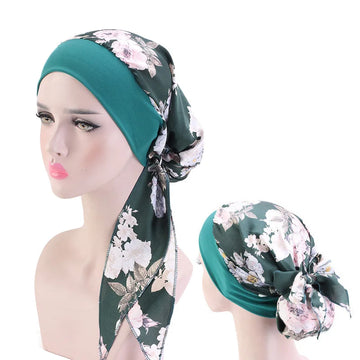 2024 fashion printed flowers women inner hijabs cap muslim head scarf turban bonnet ready to wear ladies wrap under hijab caps