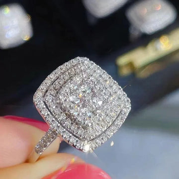 Huitan Bling Bling Cubic Zirconia Rings for Women Fashion Square Shaped Luxury Female Accessories Party Versatile Trendy Jewelry