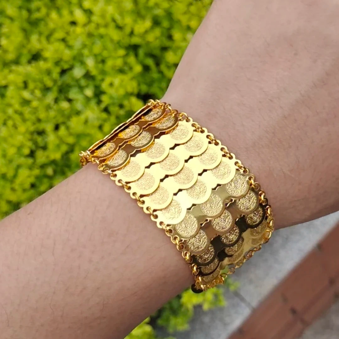 Gold Color Coins Bangles&Bracelets For Women Men Money Coin Bracelet Islamic Muslim Arab Middle Eastern Jewelry African Gifts