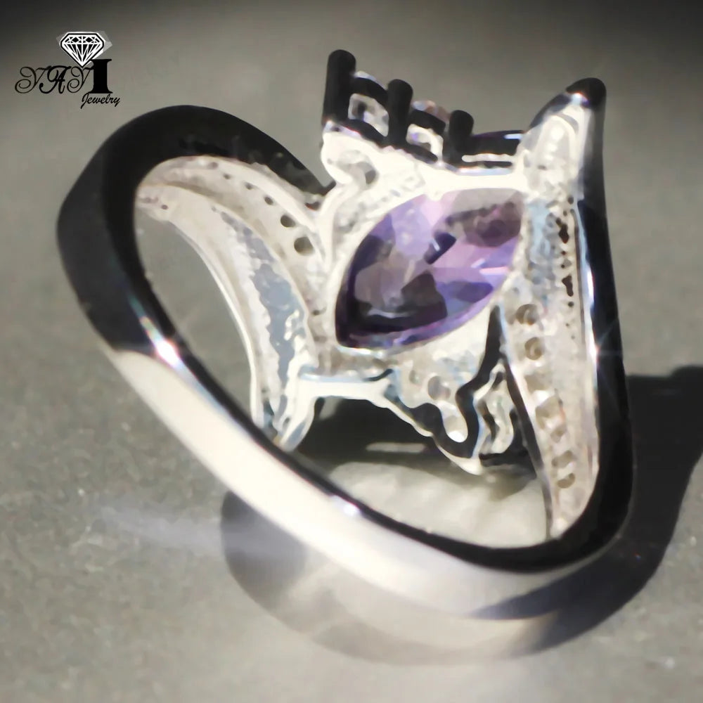 YaYI Jewelry Fashion  Princess Cut 5.7 Purple  Zircon Silver Color Engagement Rings wedding Lover Rings Party Rings 1171