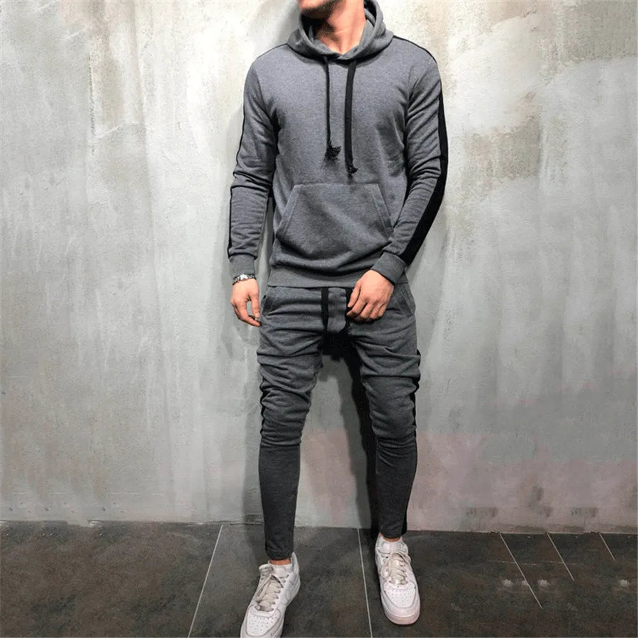 2025 New Autumn Men Running Set Men Sport Suits Sportswear 2Pcs Tracksuit Sportswear Hoodies Sweatshirt&Pant Suit Men Sports Set - Aurex