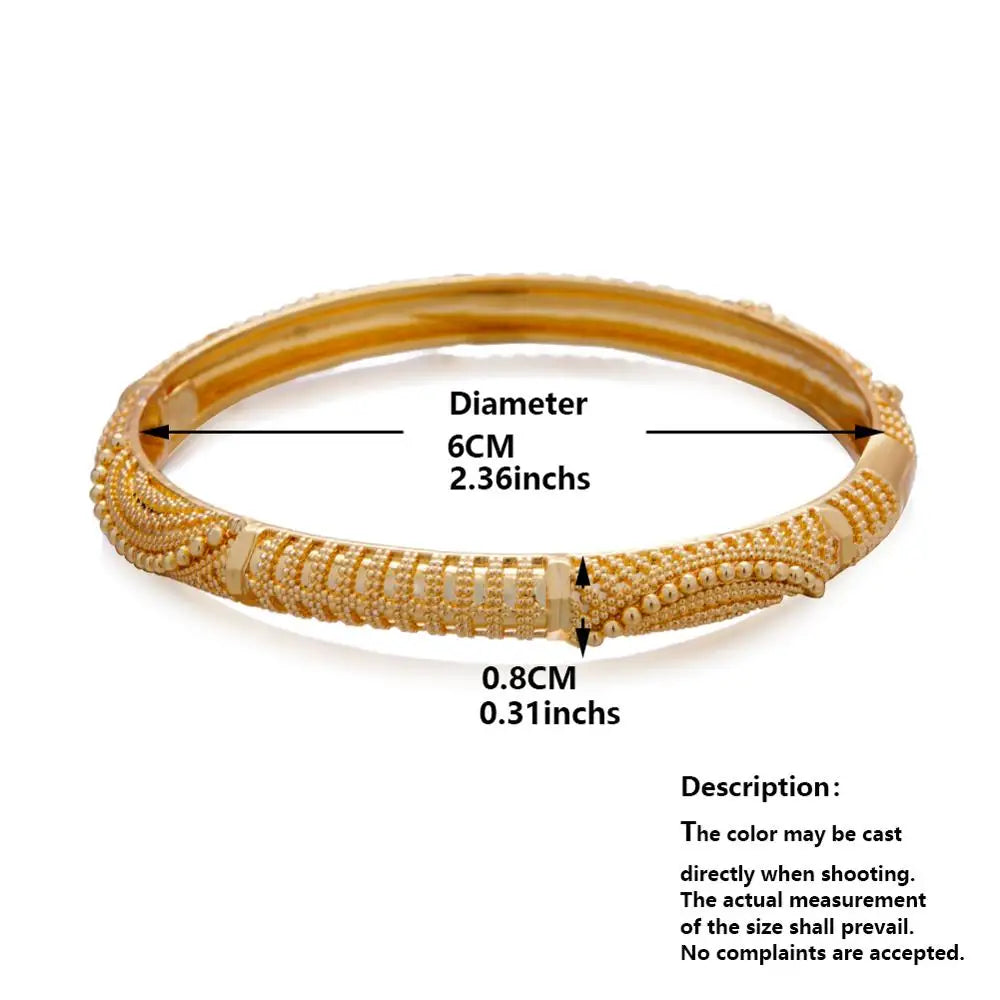 4Pcs/lot 24K Dubai Gold Color Bracelet Bangles For women Wife African Bridal Wedding Gifts Party Africa Bracelet Jewelry