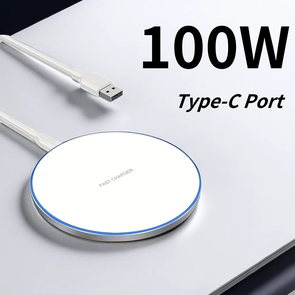 100W Wireless Charger Pad Stand for iPhone 15 14 13 12 11 X XR Samsung S22 S21 Xiaomi Phone Chargers Fast Charging Dock Station