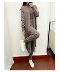 Winter Women Knitted 3 Pieces Set Casual Thicken Long Coat Dress Sweater Coat +top + Pant 3PCS Suits Warm Set Abaya 2024 - Aurex