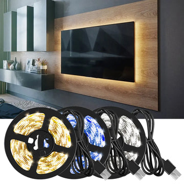 5M USB Led Strip Lights Aesthetic Room Decor Christmas Decoration Bedroom Closets Kitchen TV Ambient Ring Light Neon Wall Lamps