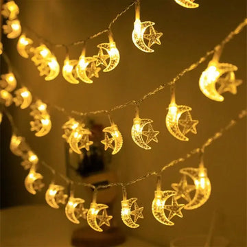 Eid Mubarak Moon Star String Light 2024 Ramadan Decoration For Home Ramadan Kareem Islam Muslim Party Decor Eid Al Adha Gift