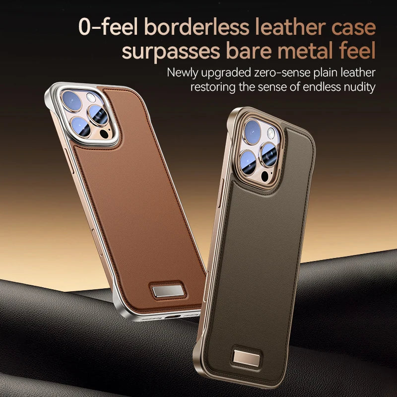 Leather Thin Phone Case For Iphone 13 14 15 16 Pro Max Luxury Anti-fall Cover Frameless Light Phone SHell For IPHON 15 16 Promax