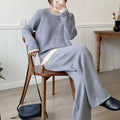 Knitted Two-Piece Pullover Sweater & Wide-Leg Pants Set – Modest Casual Knitwear Tracksuit - Aurex