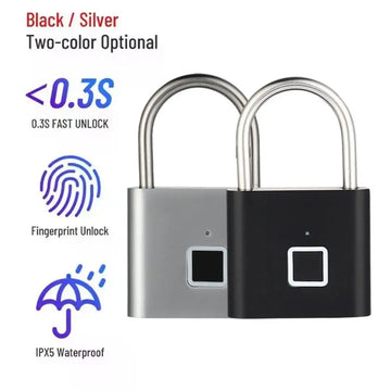 Keyless USB Charging Smart Padlock Waterproof Biometric Fingerprint Door Lock Unlock Portable Security Anti-theft Padlock