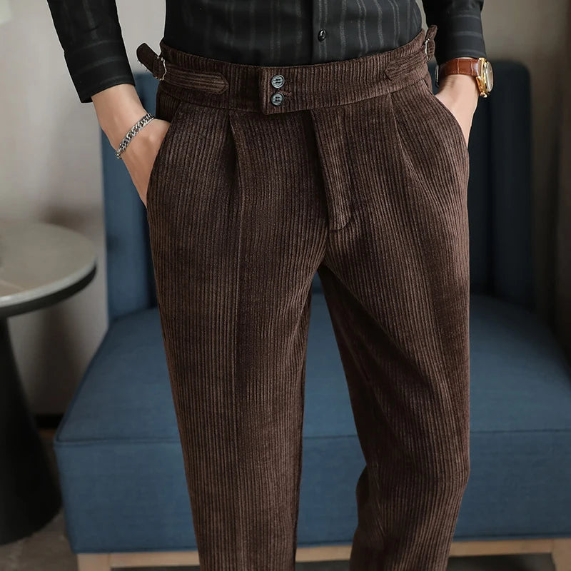 2025 New Light Luxury Chenille Neapolitan High Waist  Casual Pants for Men , Premium Feeling Slim Fit  Mens Dress Pants,pantalon