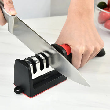 Kitchen 4Segment Knife Sharpener Household Multi-Functional Hand-Held Three-Purpose Black Sharpening Stone