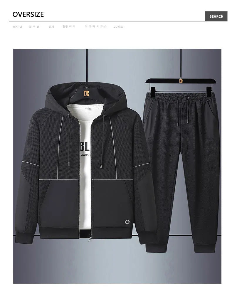 2025 Men Winter Sport Suits Casual Outdoor Zipper Jackets and Sweatpants Jogging Set Male Hoodie Tracksuit Running Mens Clothes - Aurex