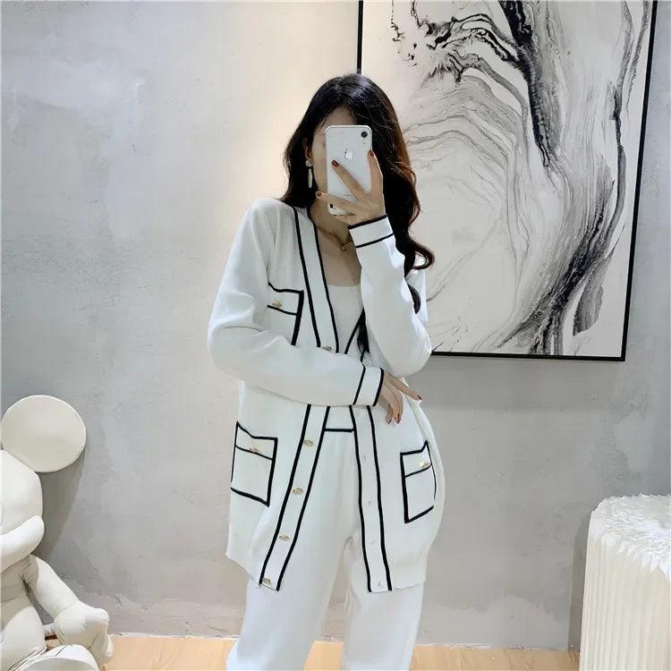 Winter Knitted Two-Piece Set – Women's Lace-Up Sweater Cardigan & Knitted Pants | Warm Outfit 2025 - Aurex