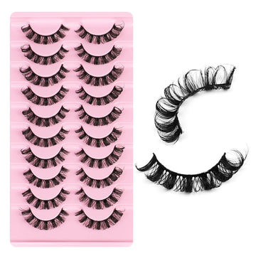 Lashes 5D Faux Mink Lashes 100% Handmade Luxurious Fake Eyelashes Lightweight Fluffy False Eyelashes 10 Pairs Pack