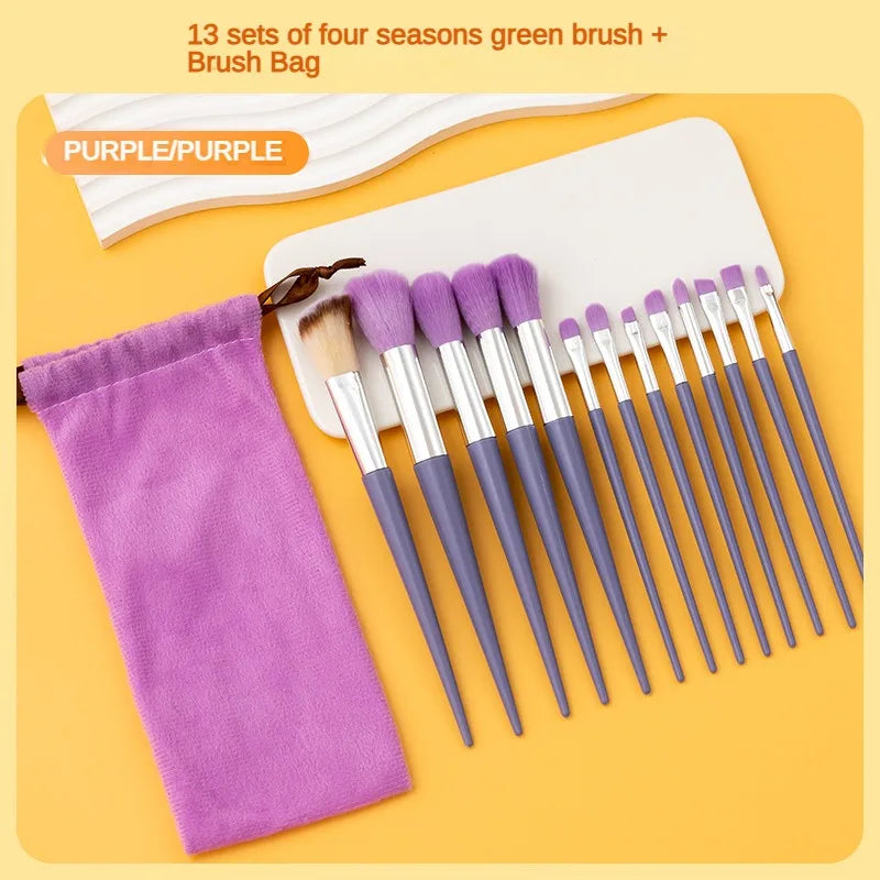 13purpleflower holly leaf makeup brush suit soft hair face powder highlight blush brush eye shadow brush full set of beauty tool