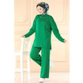 Elegant Casual Autumn Winter Knitted 2 Piece Set Womens Outfits Matching Muslim Set Wide Leg Pants Suit Tracksuit Ramadan Arabic - Aurex