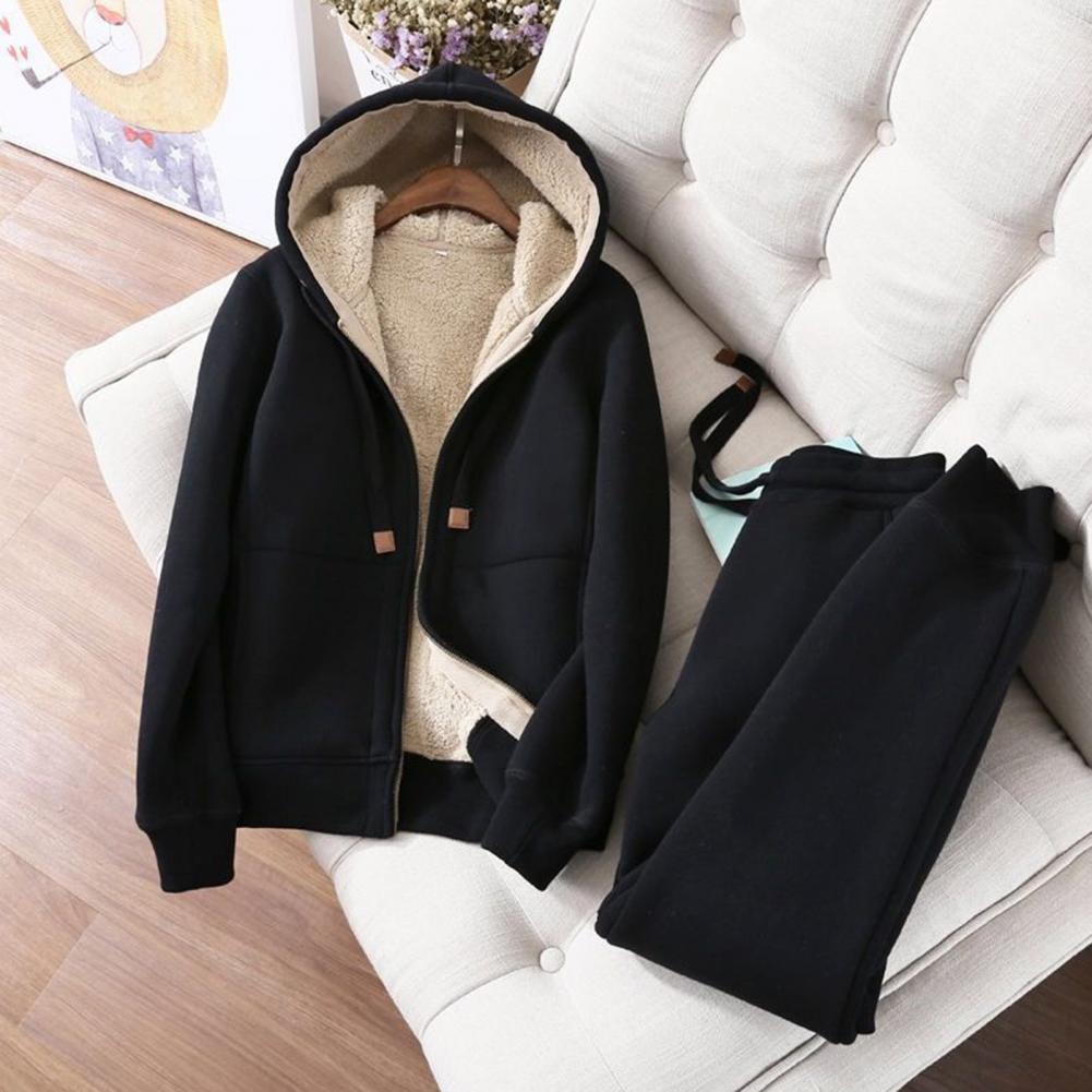 1 Set Cozy Hoodie Set Sports Outfit Sweatshirt Pants Drawstring Women Hoodie Jogger Pants Two-piece Set  Streetwear - Aurex