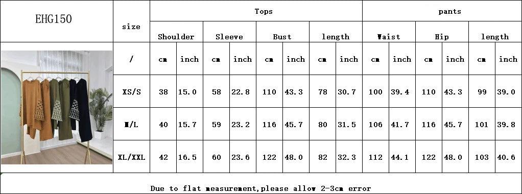 Saudi Arabic Muslim Outfits for Women Embroidery Tops Pants 2 Pieces Set Turkey Abaya Dubai Abaya Islamic Clothing Eid Tracksuit - Aurex