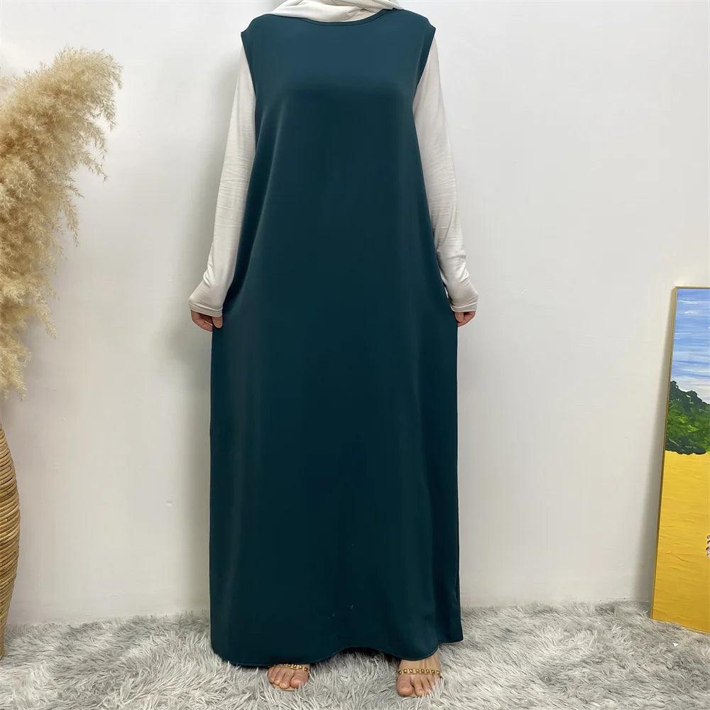 New fashion Muslim women sleeveless dress plus Muslim cardigan two-piece Arab Turkey Dubai dress elegant temperament clothing - Aurex