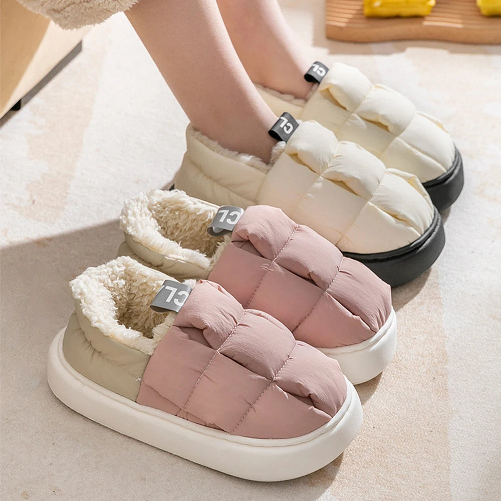 Pallene Fur Fuzzy Cotton Slippers For Women Soft Sole Non-slip Outdoor Cozy Fluffy Bread Shoes Men Winter Warm Plush House Shoes