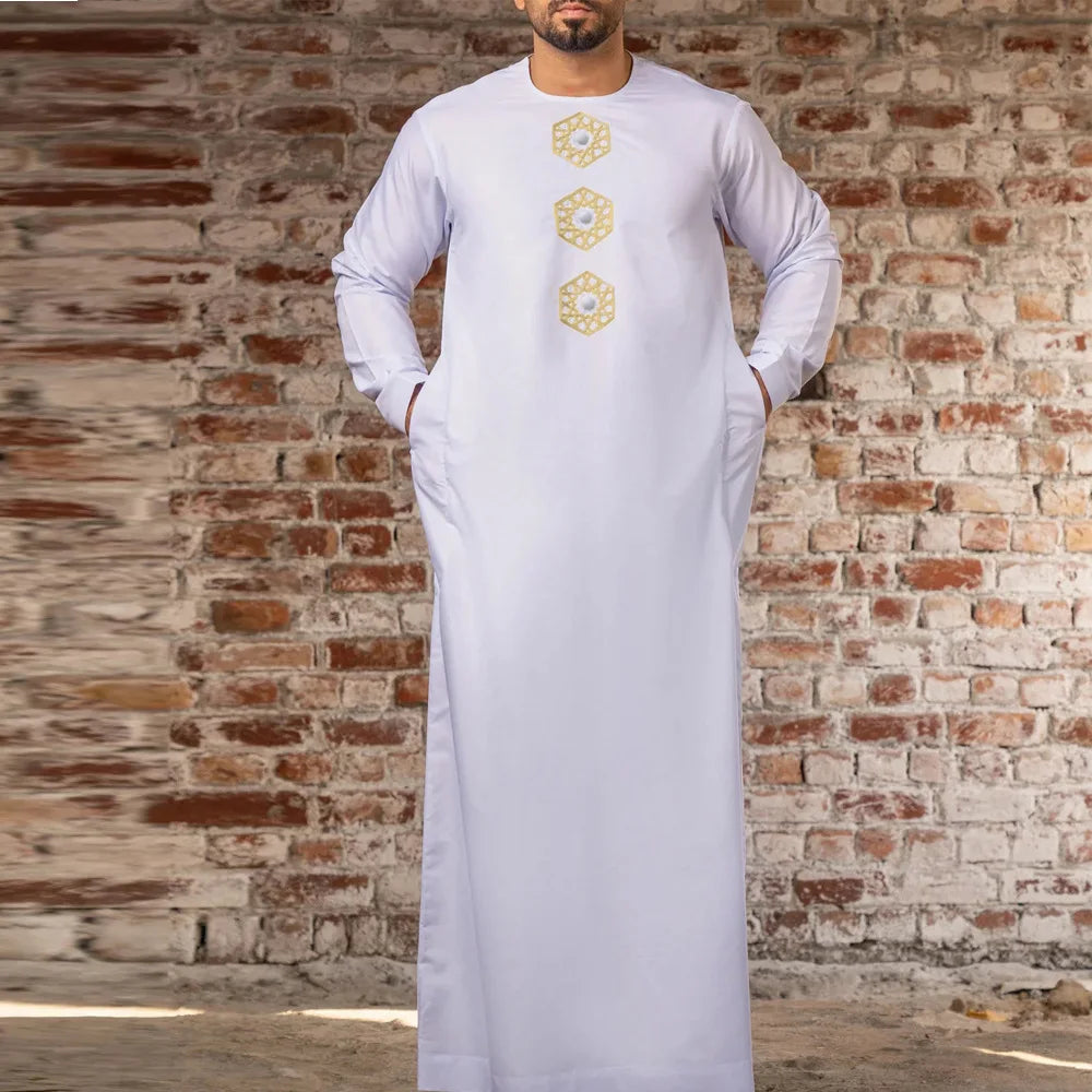 Abaya men's Muslim robes, Dubai Middle Eastern Muslim, United Arab Emirates, Saudi Arabia long-sleeved embroidered Muslim robes