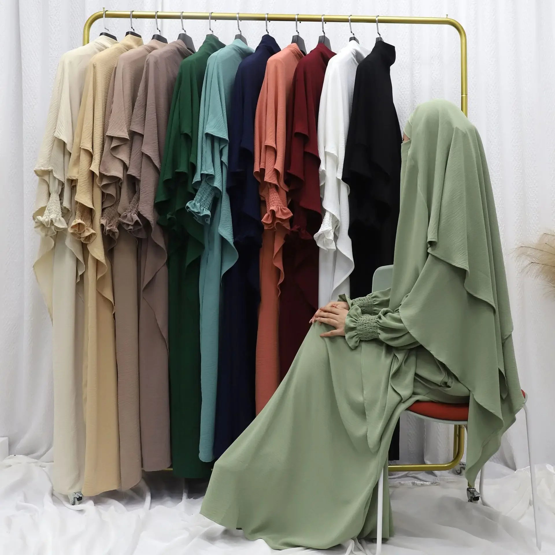 Ramadan Modest Muslim Women Dresses Headscarf Abaya Morocco Kaftan Dubai Turkey Abayas Islam Vestidos Arab Long Robe Jalabiya