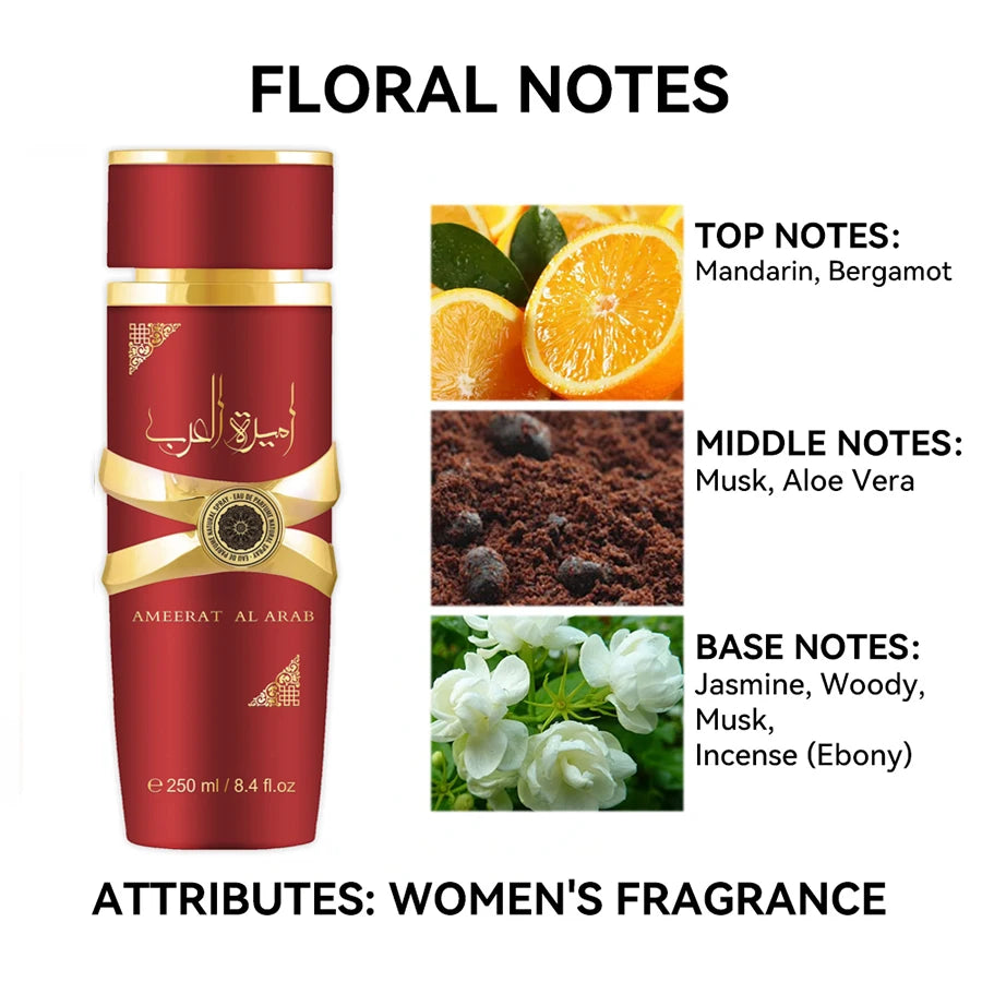 250ML 8.4FL.OZ Arabian Fragrance Perfume for Women, Floral Notes, Bergamot, Jasmine Musk EDP, Long Lasting Eau de Parfum Spray - Aurex