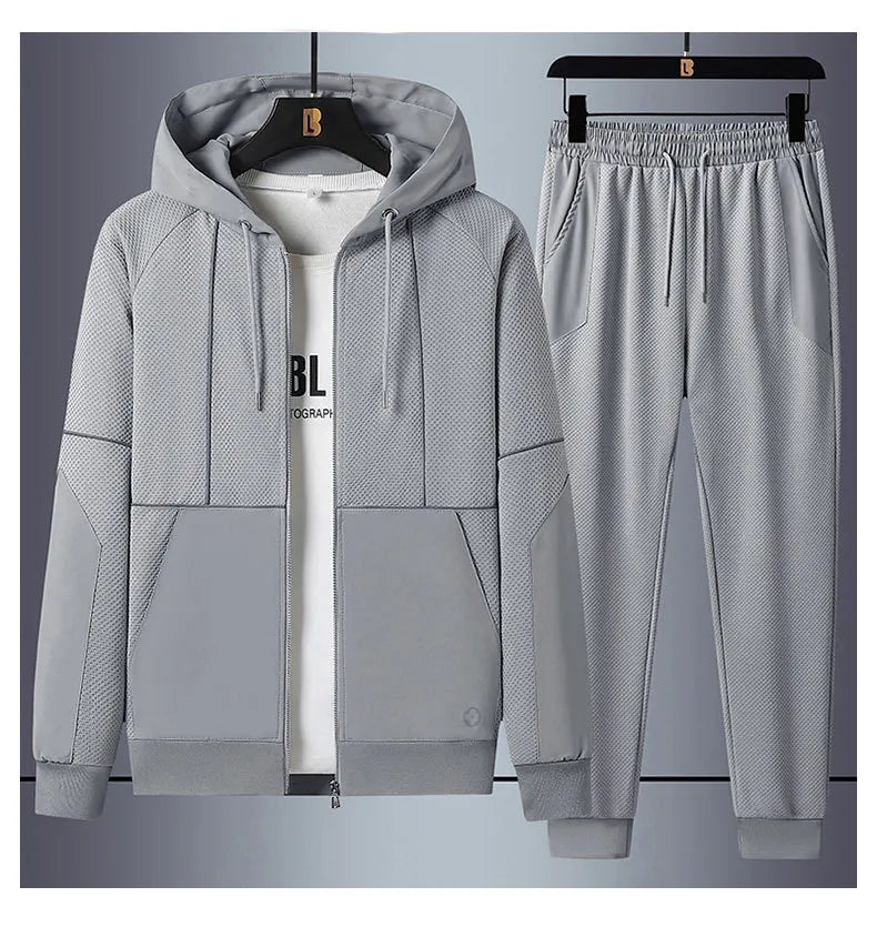 2025 Men Winter Sport Suits Casual Outdoor Zipper Jackets and Sweatpants Jogging Set Male Hoodie Tracksuit Running Mens Clothes - Aurex