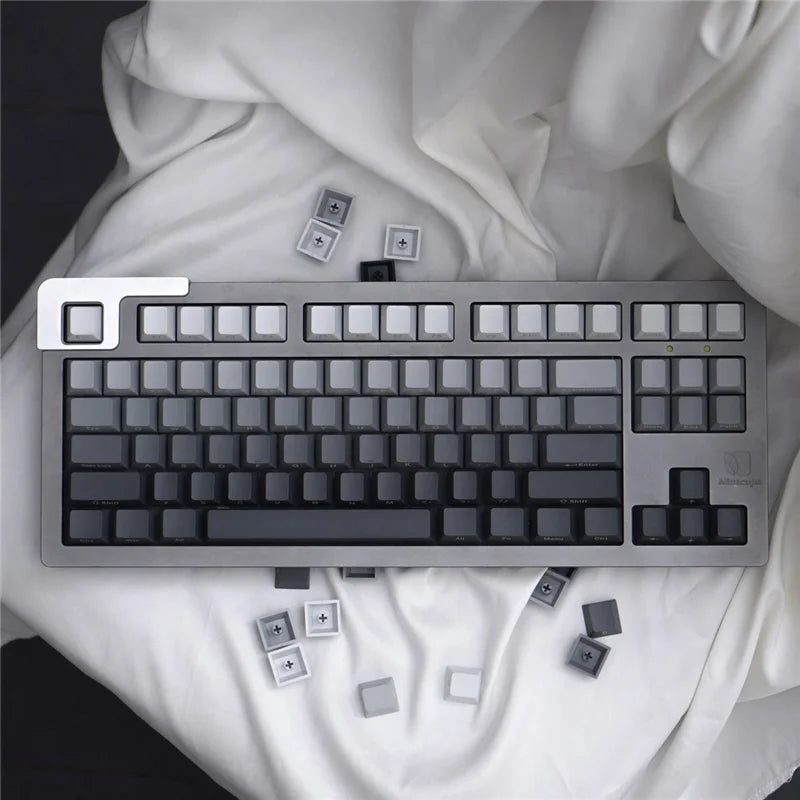 Gray Gradient Keycaps Top/Side Engraved PBT Material Dye Sublimation 125 Keys Cherry Profile For Mechanical Keyboard Keycaps