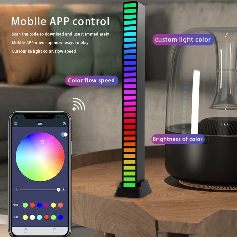 RGB Lamp LED Strip Lights Pickup Light Sound Control Lamp Ambient Light Smart APP Control Music Rhythm For Game Desktop Light