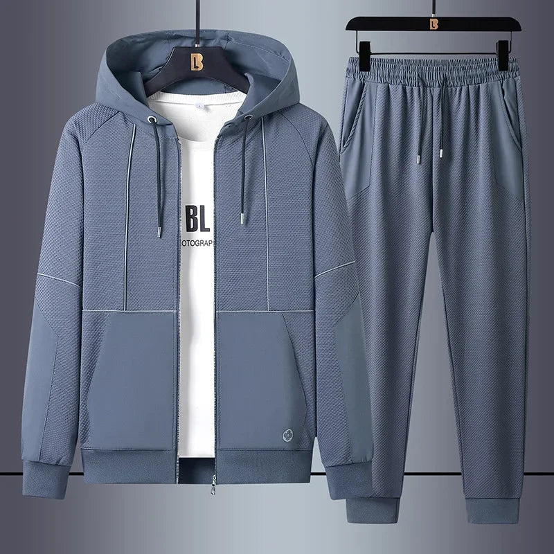 2025 Men Winter Sport Suits Casual Outdoor Zipper Jackets and Sweatpants Jogging Set Male Hoodie Tracksuit Running Mens Clothes - Aurex