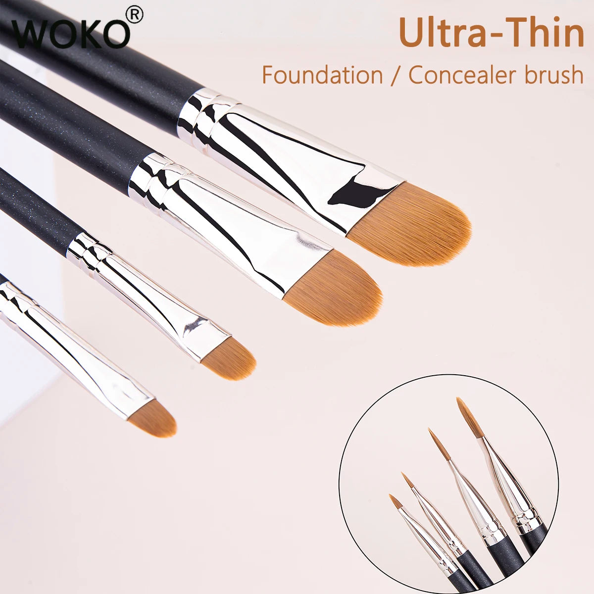 4 Types Sizes Upgraded Ultra-thin Foundation Concealer Makeup Brush Professional Liquid Foundation Cream Concealer Make-up Tool