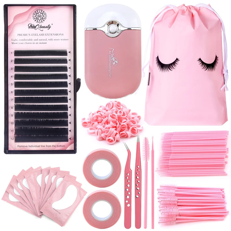 268PCS Eyelash Extensions Brushes Set Professionele Micro Lip Brush USB Mini Fan Glue Ring Eyelashes Tweezers Makeup Tools