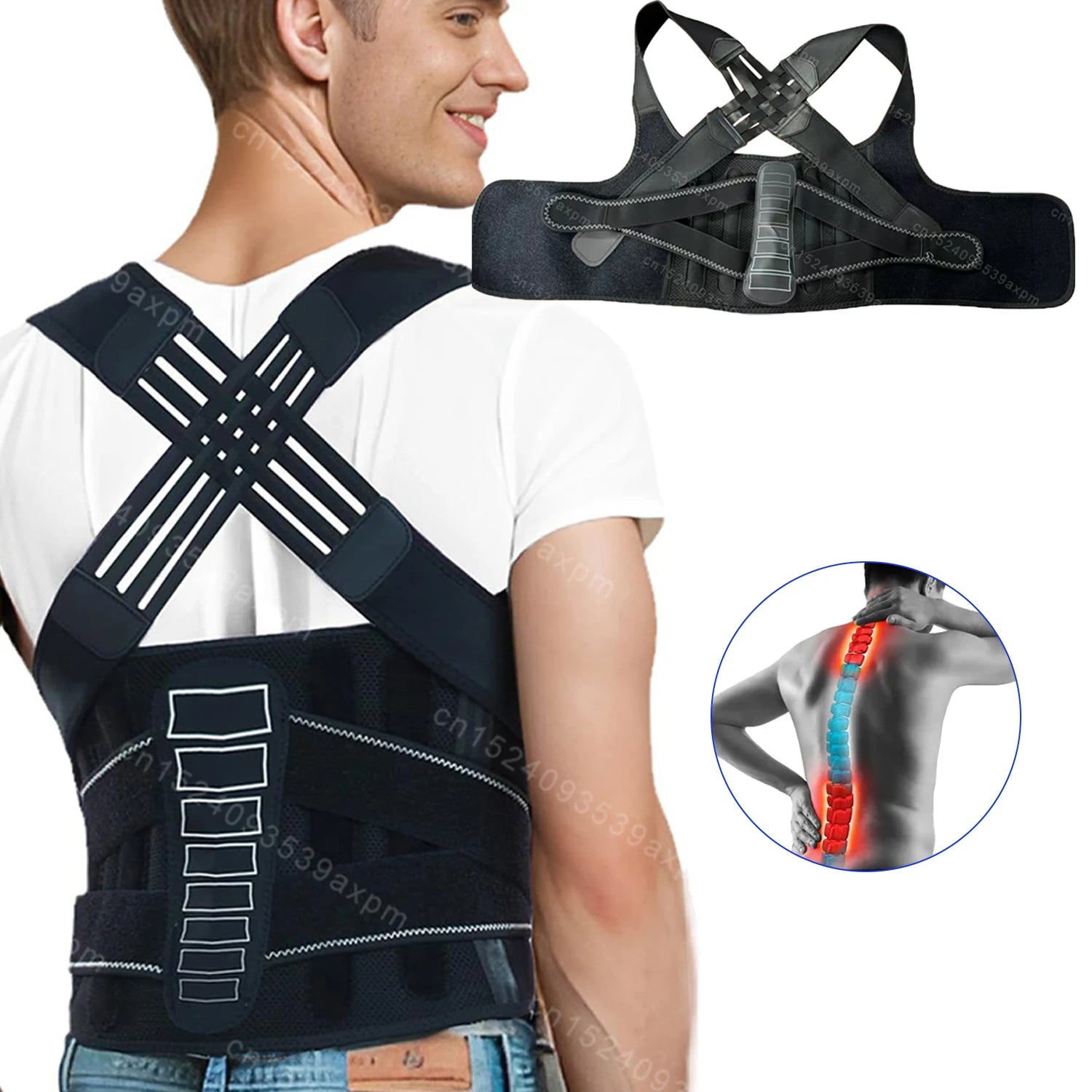 Back Brace Posture Corrector for Women and Men Adjustable Shoulder Straightener Full Back Lumbar Support Belt Lower Pain Relief