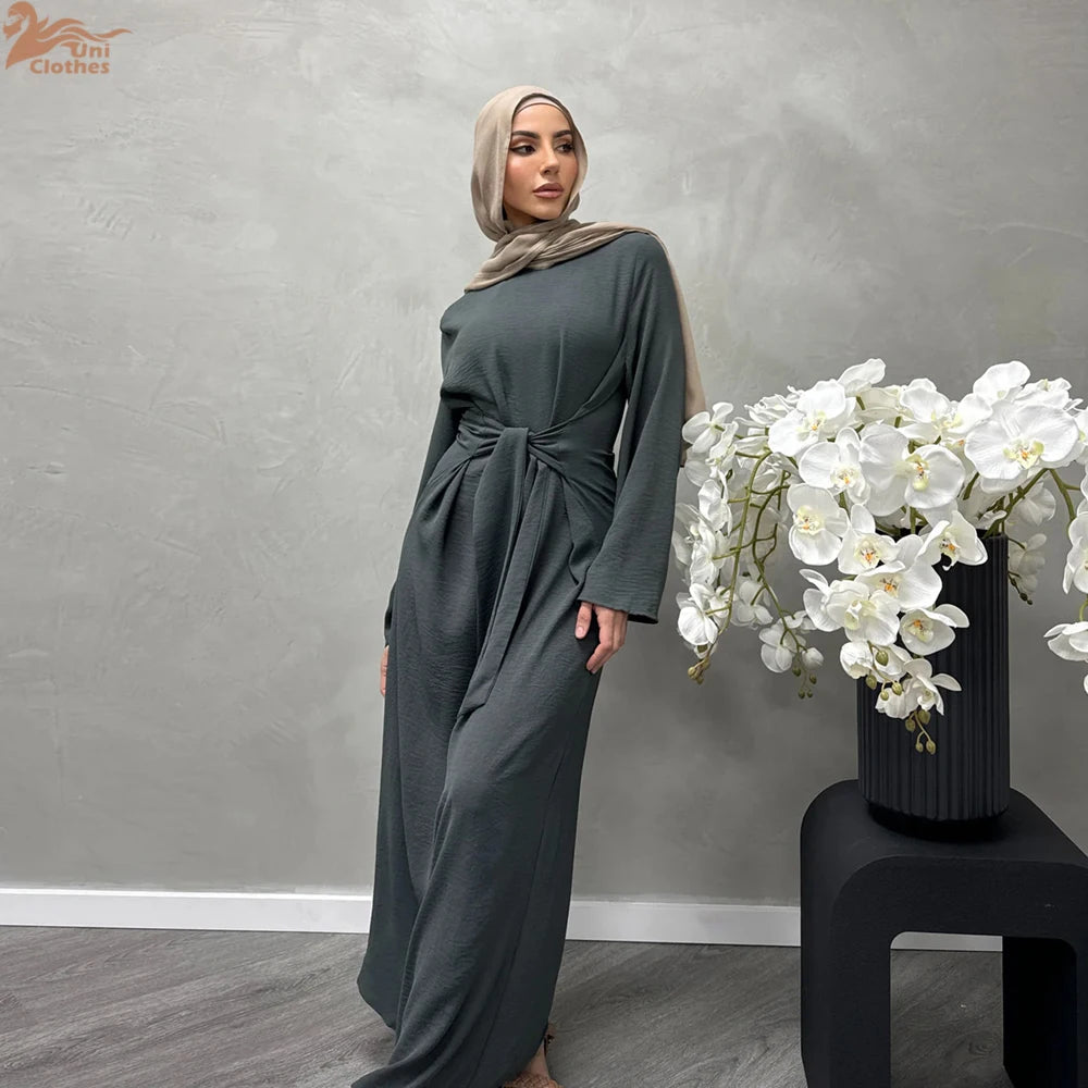 2025 Saudi Arabia Muslim Modest Dress for Women Ramadan Dubai Abaya Islam Solid Color Prayer Clothing Fashion Turkey Plain Gown