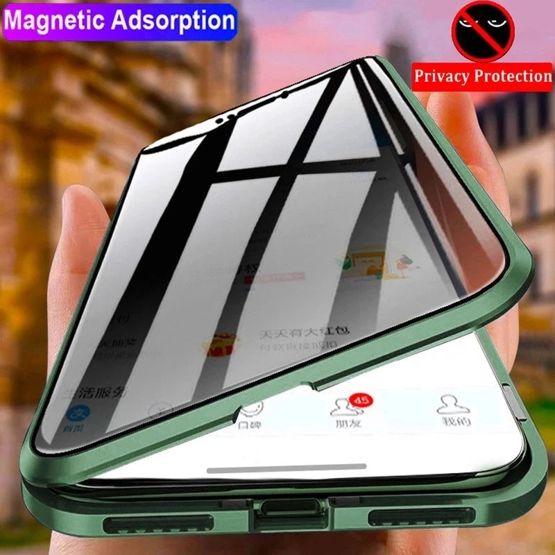 Anti Peeping Metal Case For Samsung Galaxy S22 S23 S24 Plus S24 S22 S23 Ultra 360 Degree Privacy Protection Magnetic Cover