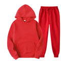 New men's and women's sportswear hoodie casual solid color thick pullover and pants two-piece set autumn and winter jogging suit - Aurex