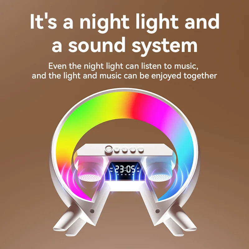 2024 Multifunction Night Light with Wireless Charger Music Speaker 7 led Colors Bluetooth Sleeping Lamp Decor for Kids Gift