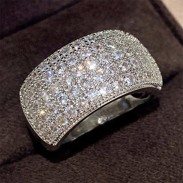 925 Sterling Silver Micro Paved 5 Lines CZ Ring for Women Fashion Luxury Female Ring Party Engagement Wedding Bands Jewelry Hot