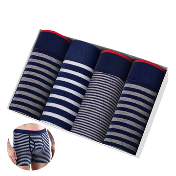 4pcs Print Men's Panties With Hole Sexy Cotton Boxers For Man Underwear Boxershorts Wholesale Lot Underpants Male Shorts Calecon