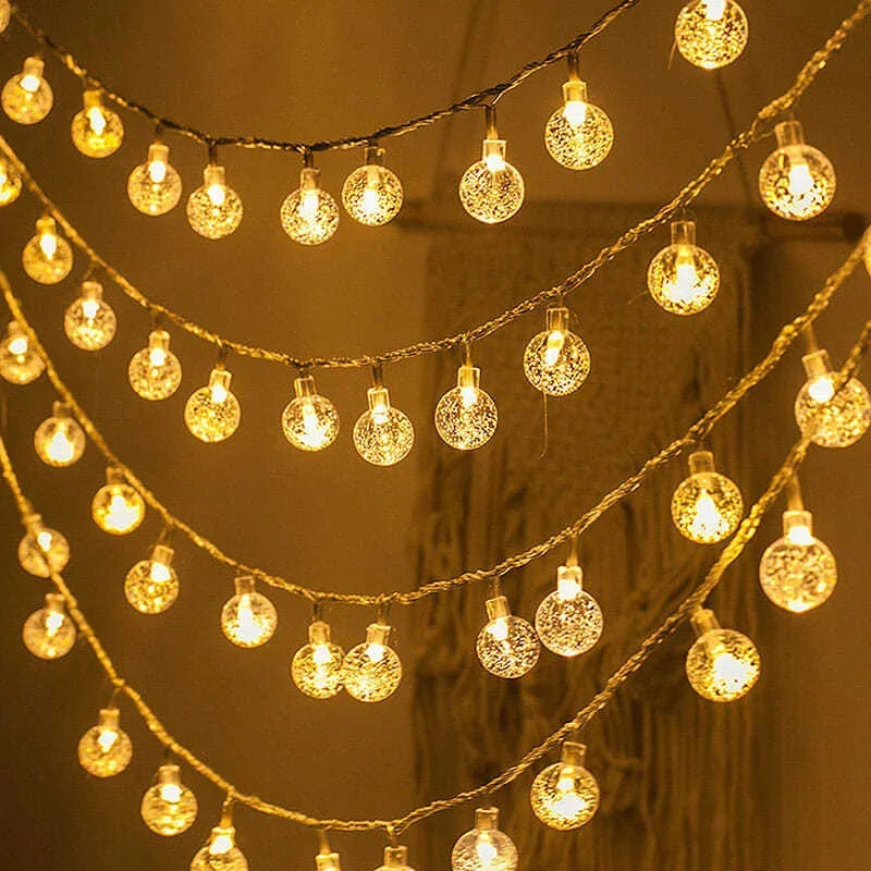 3M LED Mini Light String Crystal Ball Battery Outdoor Garden Camping Light String Waterproof Garland Light Ramadan Decorations