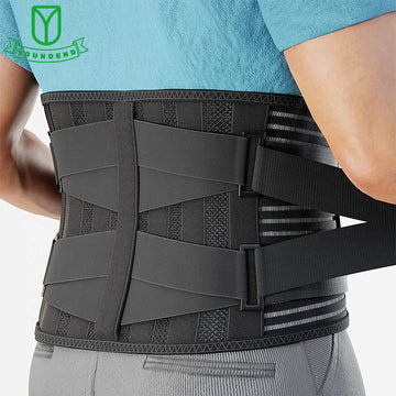 Elstiac Lumbar Back Belt Waist Support Trainer Adjustable Lumbar Pad with 6 Stays Abdominal Binder Fitness Gym Belts Women Men