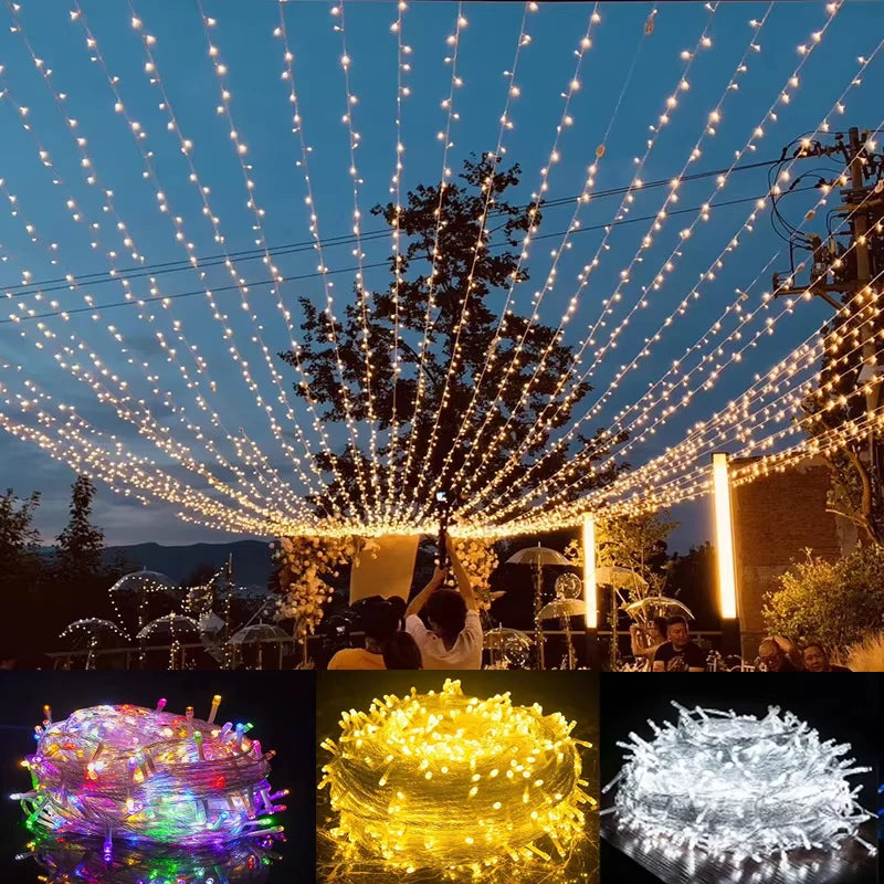 10M-100M Led Christmas Lights Outdoor led Fairy String Lights for New Year Holiday Party Wedding Garland Ramadan Decoration 2025