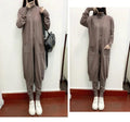 Winter Women Knitted 3 Pieces Set Casual Thicken Long Coat Dress Sweater Coat +top + Pant 3PCS Suits Warm Set Abaya 2024 - Aurex