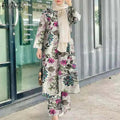 ZANZEA 2PCS Floral Muslim Sets Boehmain Female Blouse Wide Leg Pant Sets Turkey Abaya Loose Matching Sets IsIamic Tracksuits - Aurex