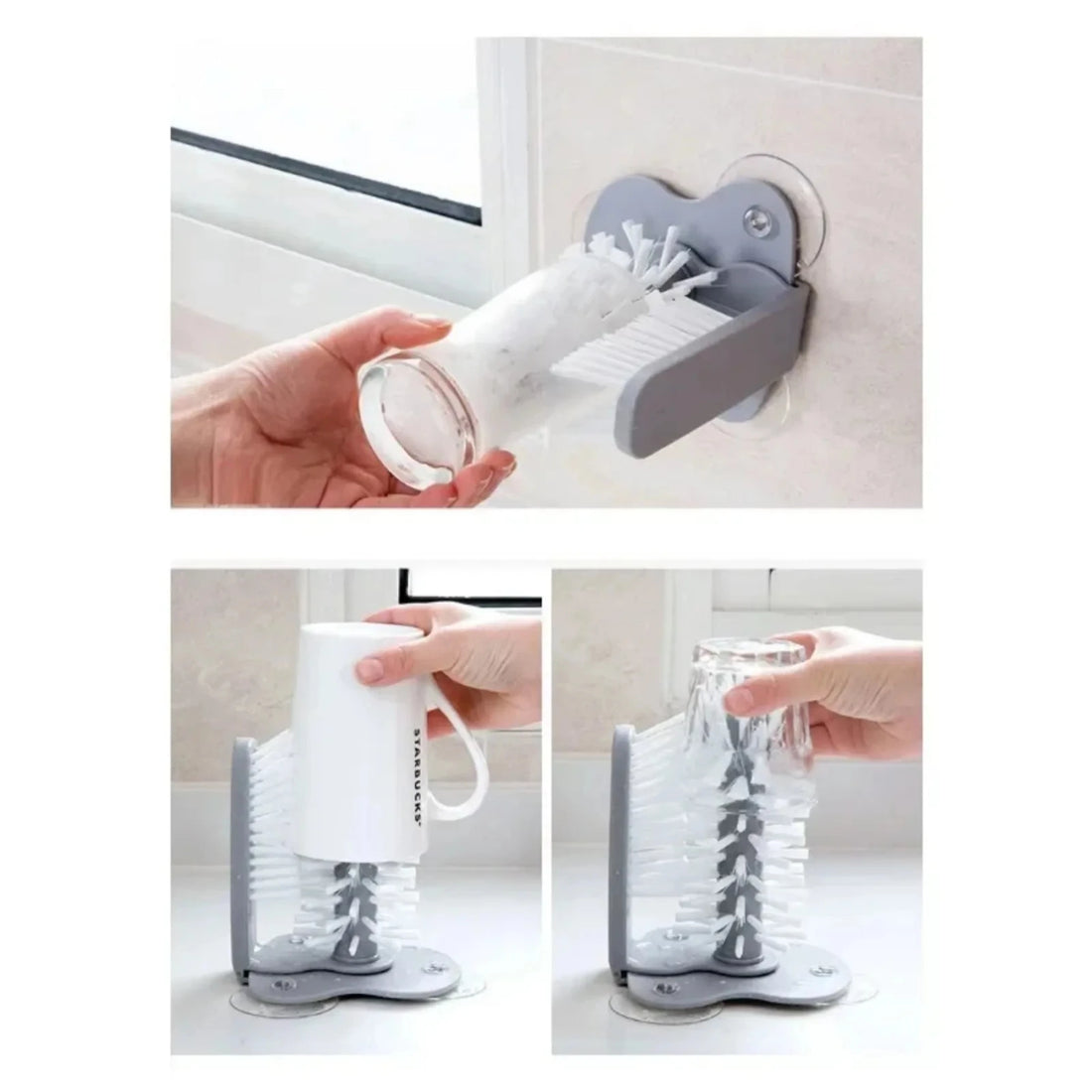 Wall Suction Cup Washing Brush,bar Glass Washer Sink Glass Washer with Suction Cup Base