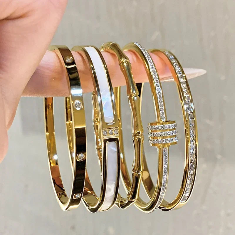 Gold Color Stainless Steel Colorfast Bracelets Skyful Star Bracelets Set for Women Fashion Light Luxury Jewelry Gifts Wholesale