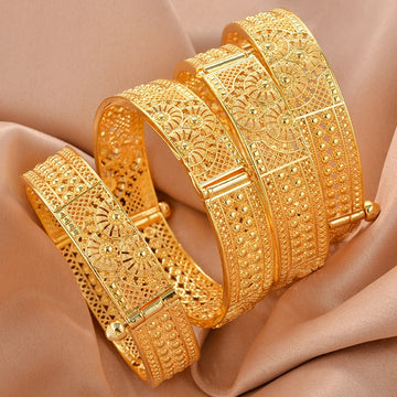 Ethiopian Gold Color Bangles for Women African Jewelry Habesha Middle East Girl Wedding bracelets Gift