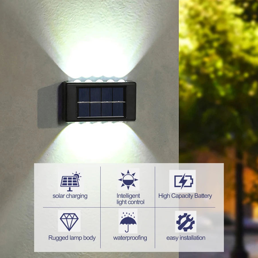 Solar Up And Down Double-headed High Brightness Wall Lights Garden Lights Door Sign Wall Lights Outdoor Waterproof Wall Washer