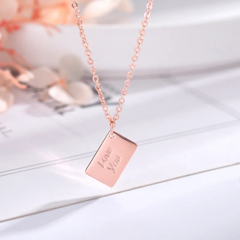 Envelope Locket Necklace with Gold Rose Gold Silver Color Love you Secret Hidden Message Pendant Necklace Gift Jewelry